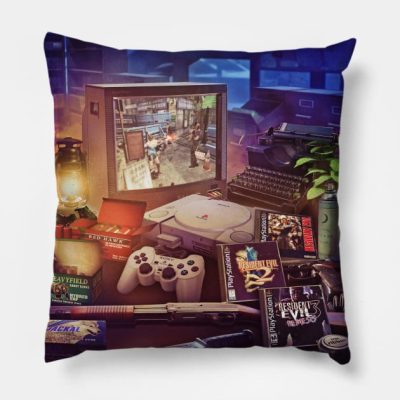 Playstation 1 Resident Evil 3 Throw Pillow Official Resident Evil Merch