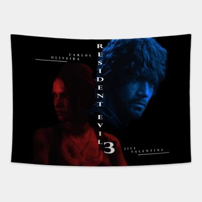 Jill And Carlos Resident Evil 3 Remake Tapestry Official Resident Evil Merch