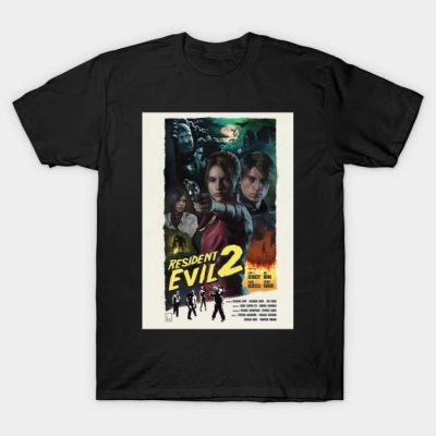 Resident Evil 2 Remake Poster Movie Retro Style Ar T-Shirt Official Resident Evil Merch