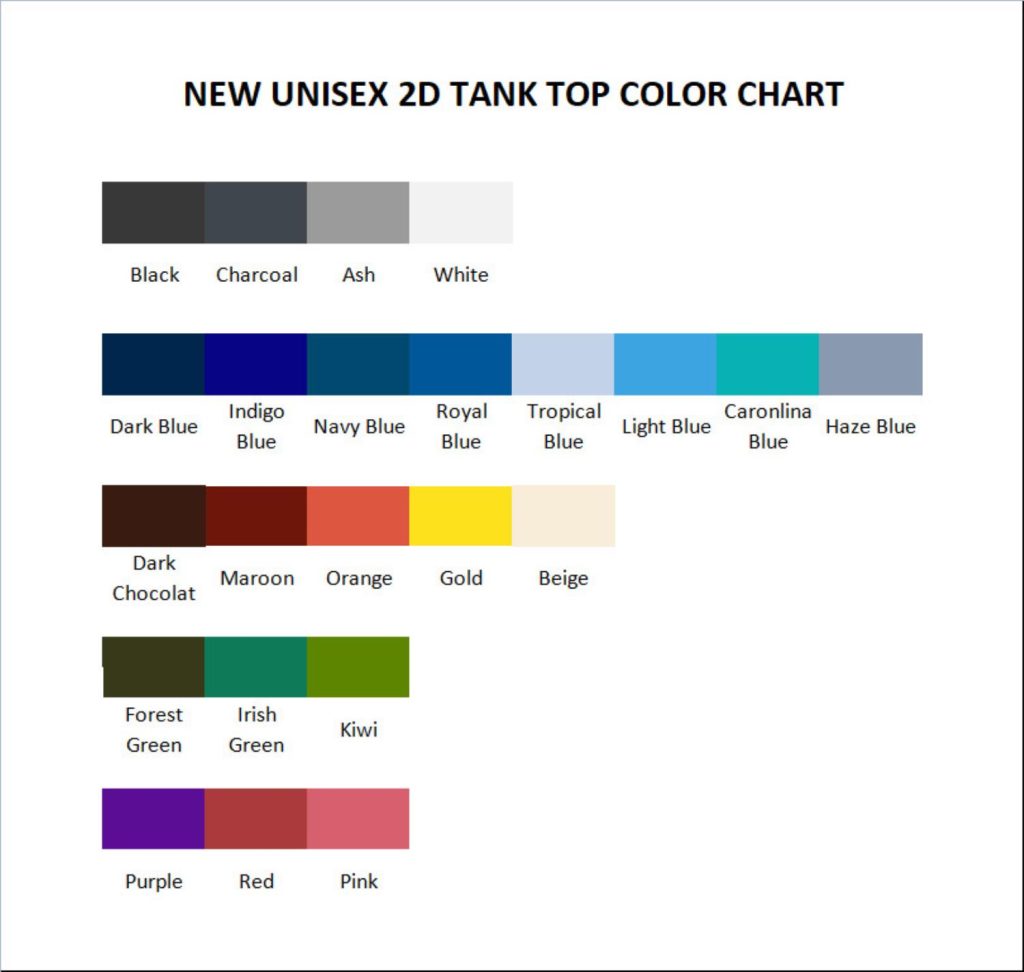 tank top color chart - Resident Evil Store