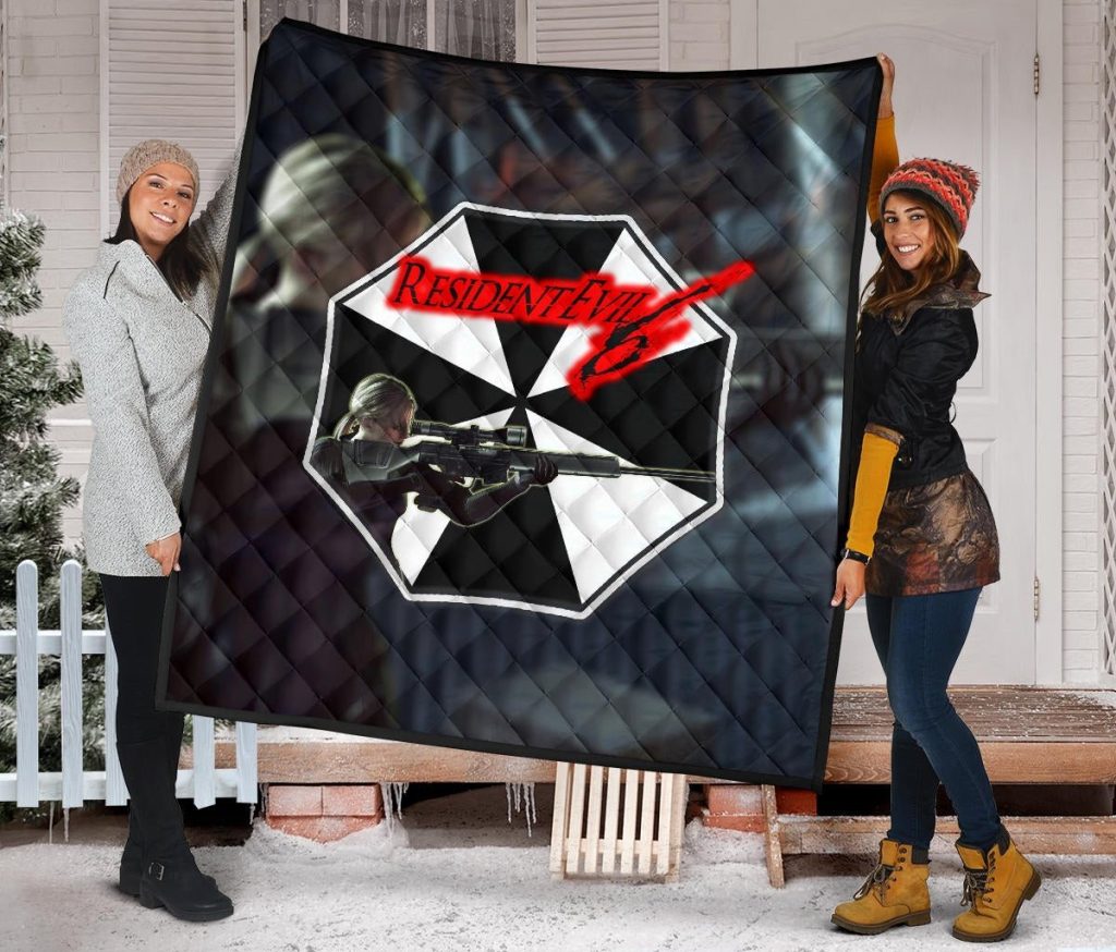 resident evil game premium quilt black white umbrella corporation blonde girl quilt blanket9eg5p - Resident Evil Store