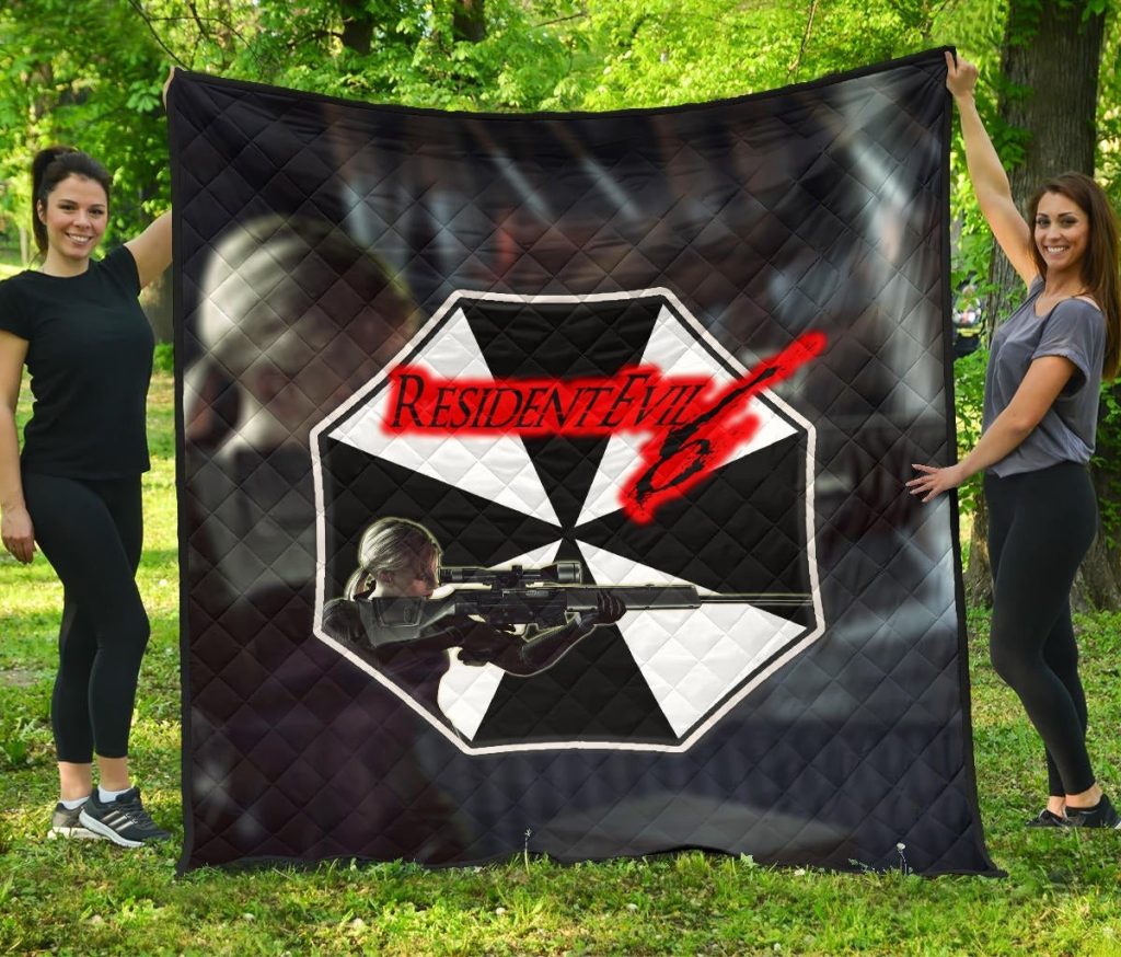 resident evil game premium quilt black white umbrella corporation blonde girl quilt blanketc4oqg - Resident Evil Store