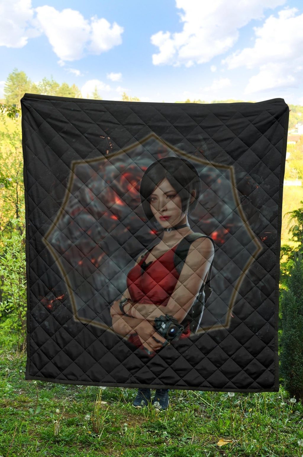 resident evil game premium quilt pretty ada wong red dress quilt blanketqfwrk - Resident Evil Store