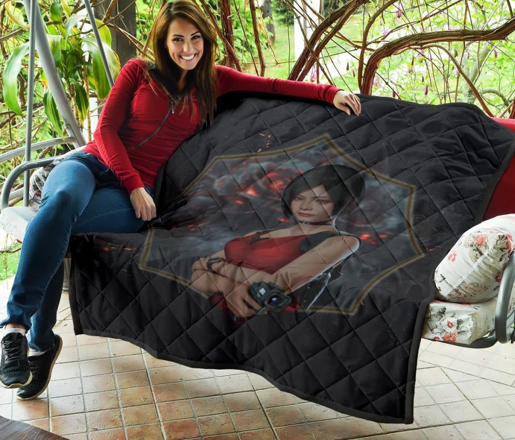 resident evil game premium quilt pretty ada wong red dress quilt blanketulmeg - Resident Evil Store