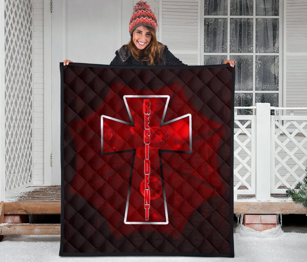 resident evil game premium quilt red umbrella corporation with blood in cross quilt blanket7awym - Resident Evil Store