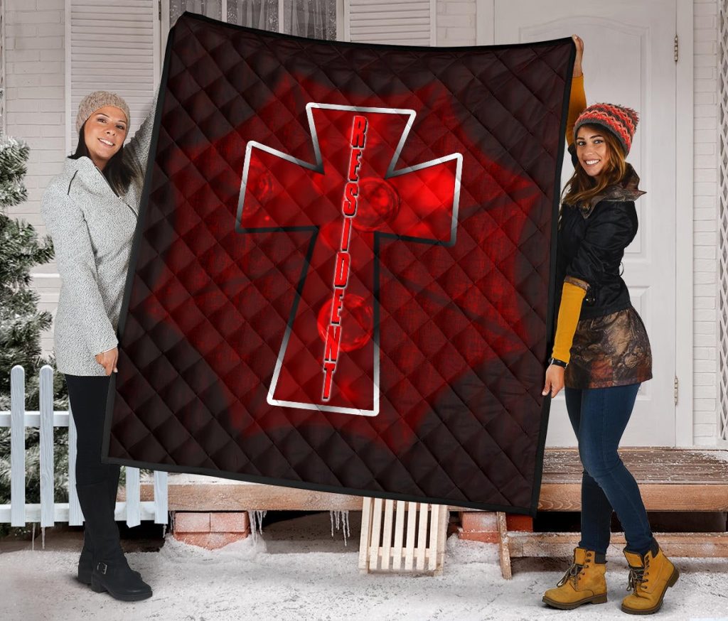 resident evil game premium quilt red umbrella corporation with blood in cross quilt blanketred4o - Resident Evil Store