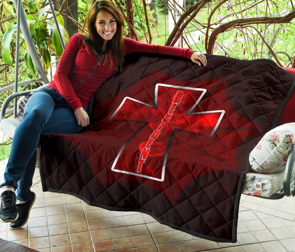 resident evil game premium quilt red umbrella corporation with blood in cross quilt blanketrt5mi - Resident Evil Store