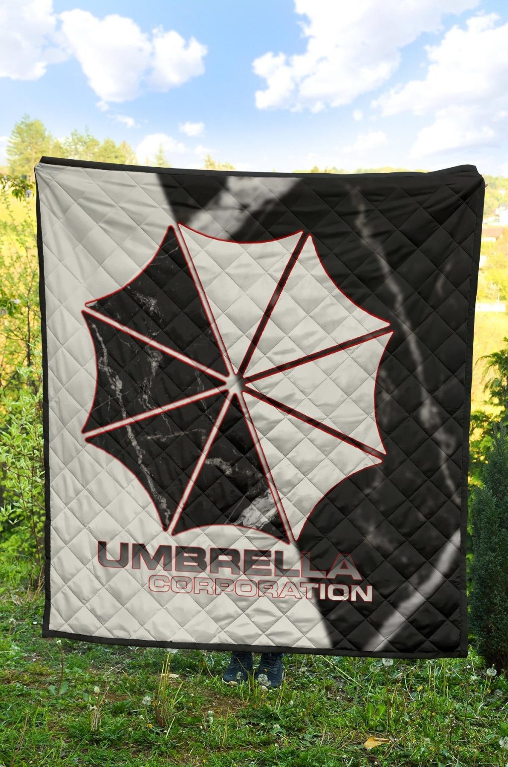 resident evil game premium quilt umbrella corp symbol black white yin and yang quilt blanket0tosi - Resident Evil Store