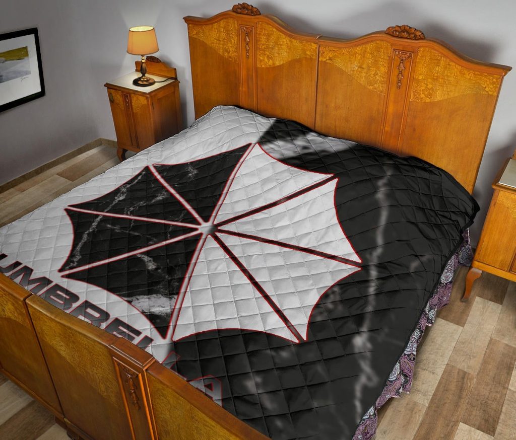 resident evil game premium quilt umbrella corp symbol black white yin and yang quilt blanketcaktq - Resident Evil Store