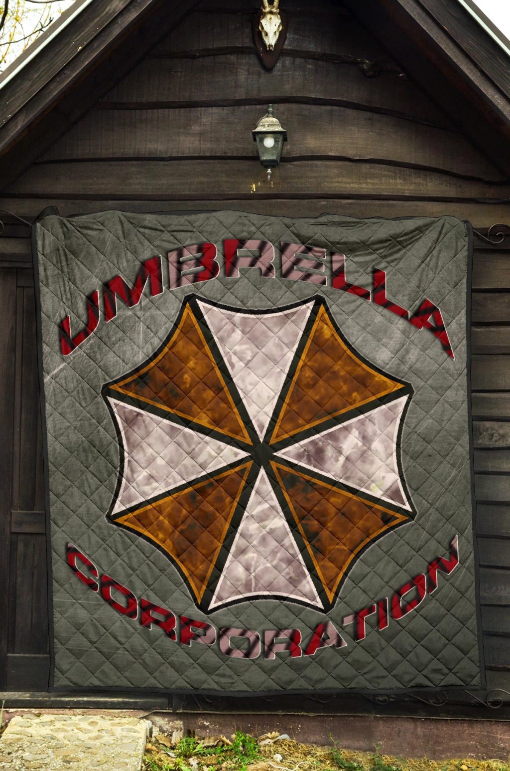 resident evil game premium quilt umbrella corp symbol old war army style quilt blanketqekkm - Resident Evil Store