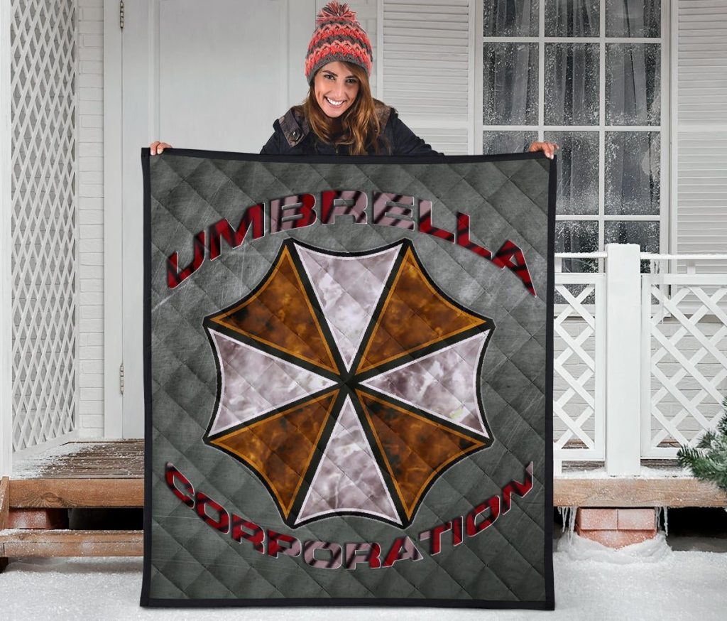 resident evil game premium quilt umbrella corp symbol old war army style quilt blanketwnlt7 - Resident Evil Store