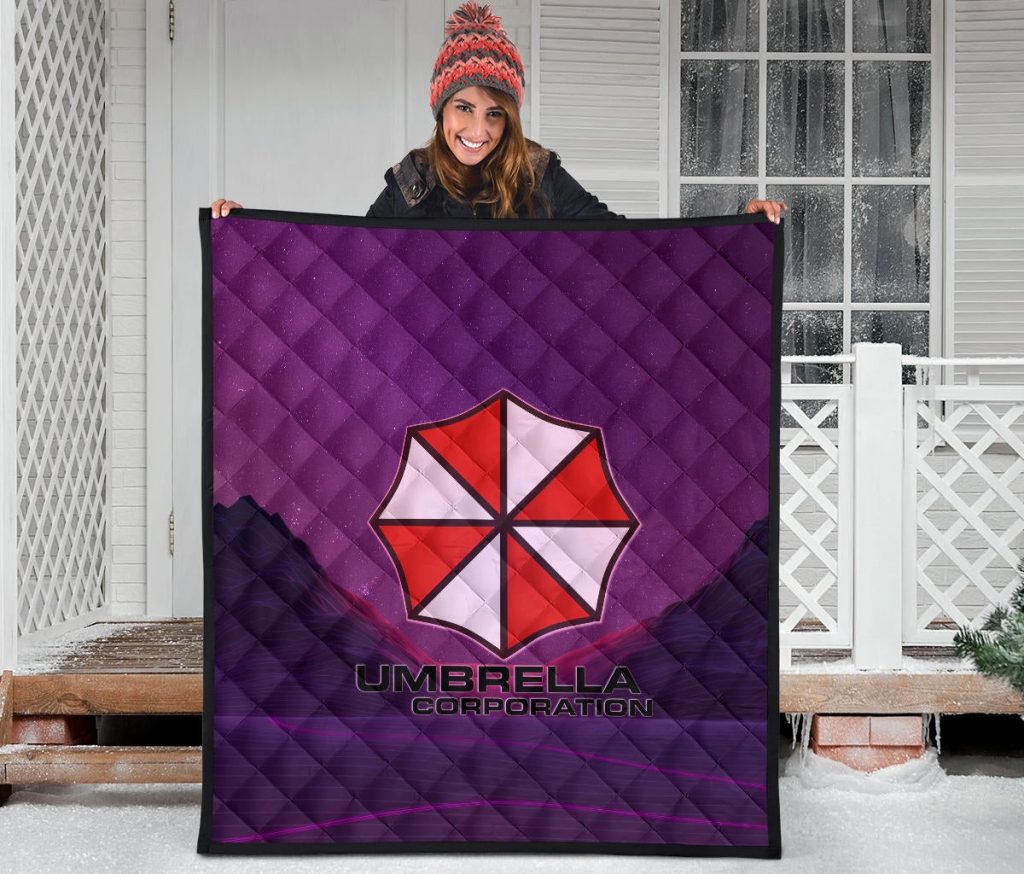 resident evil game premium quilt umbrella corp symbol retro galaxy wave quilt blanketarvw2 - Resident Evil Store