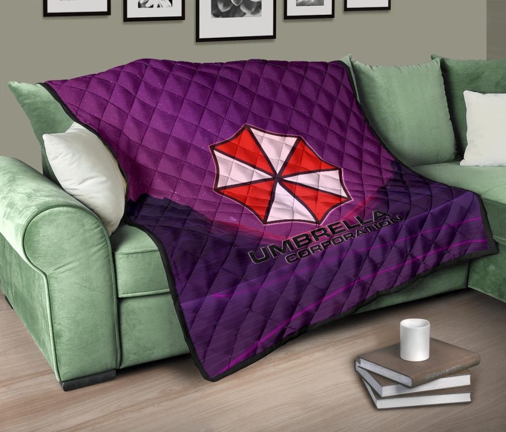 resident evil game premium quilt umbrella corp symbol retro galaxy wave quilt - Resident Evil Store