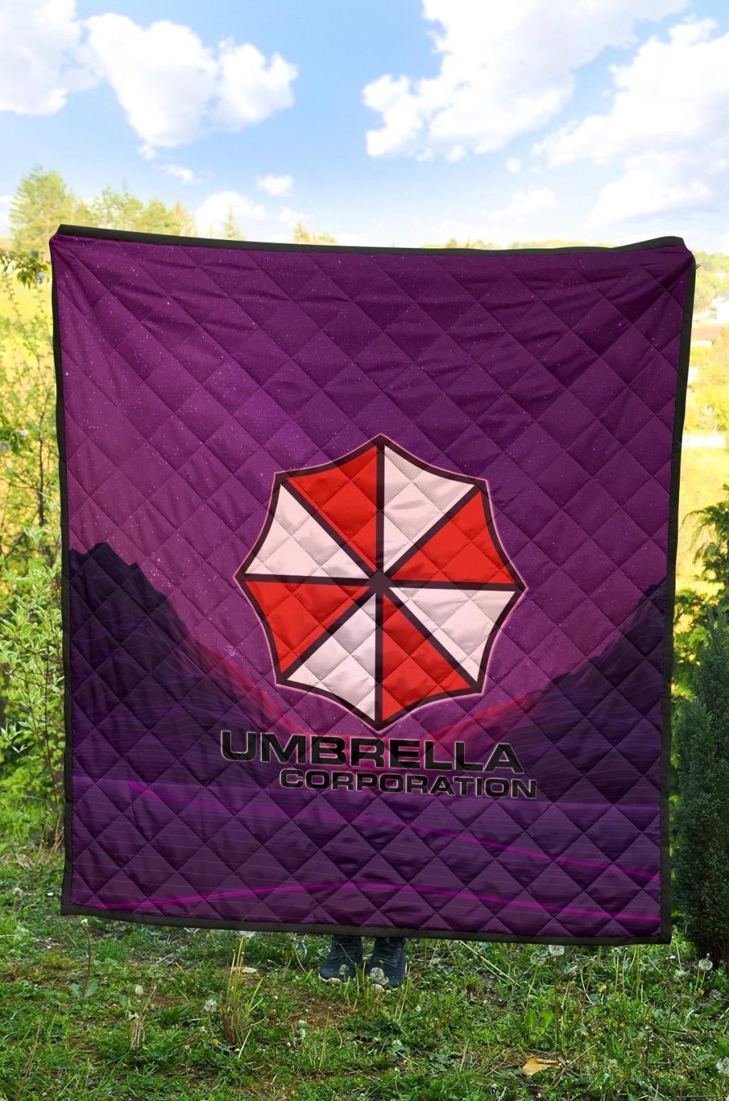 resident evil game premium quilt umbrella corp symbol retro galaxy wave quilt blanketezgw7 - Resident Evil Store