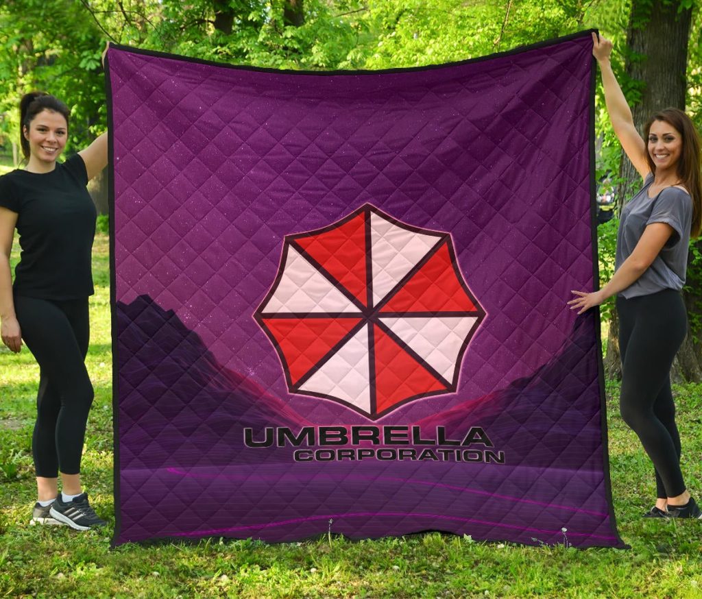 resident evil game premium quilt umbrella corp symbol retro galaxy wave quilt blanketfm4lq - Resident Evil Store