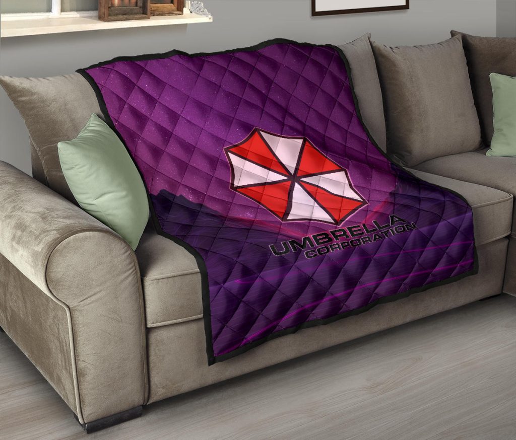 resident evil game premium quilt umbrella corp symbol retro galaxy wave quilt - Resident Evil Store