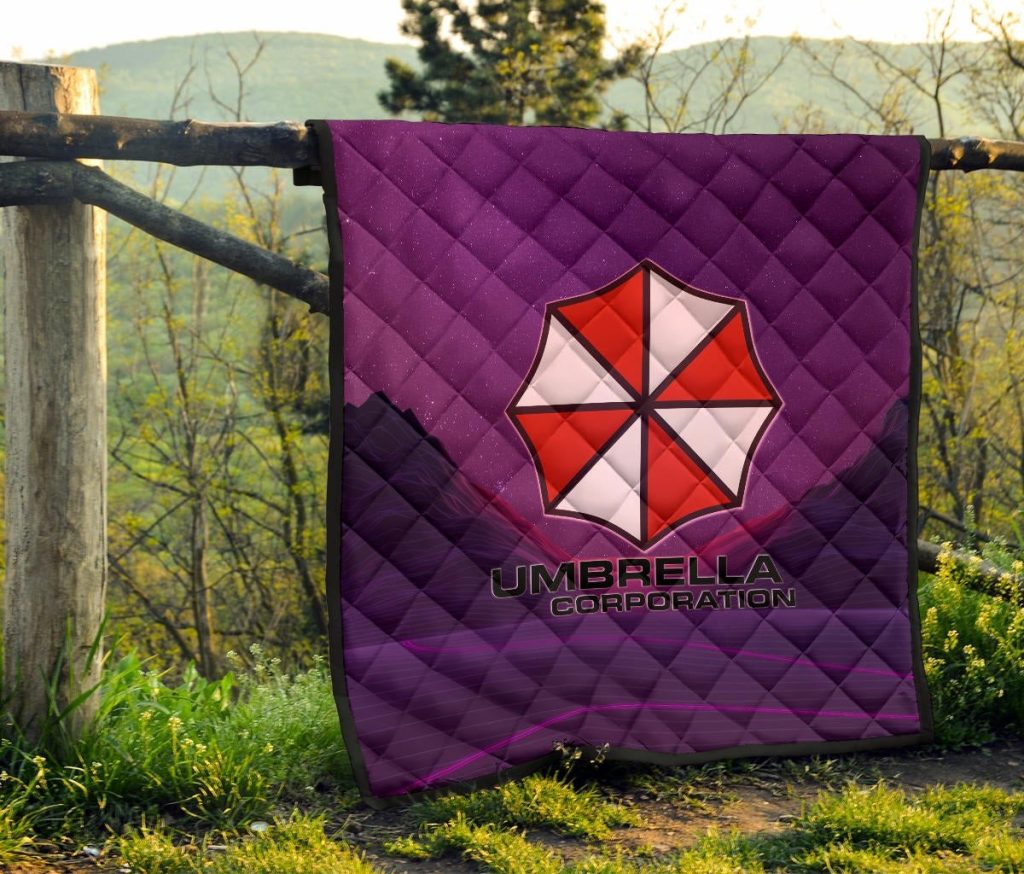 resident evil game premium quilt umbrella corp symbol retro galaxy wave quilt blanketnolna - Resident Evil Store