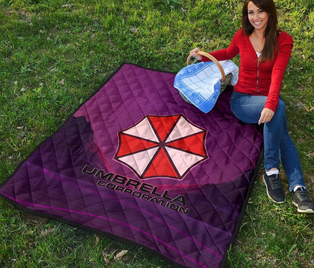 resident evil game premium quilt umbrella corp symbol retro galaxy wave quilt blanketscmti - Resident Evil Store