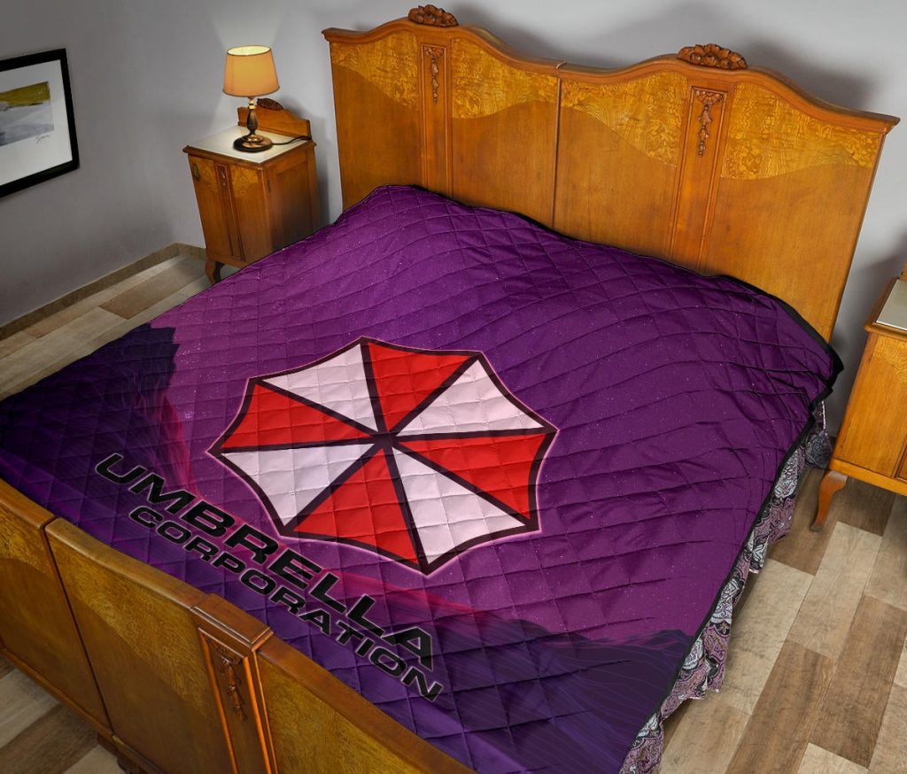 resident evil game premium quilt umbrella corp symbol retro galaxy wave quilt - Resident Evil Store