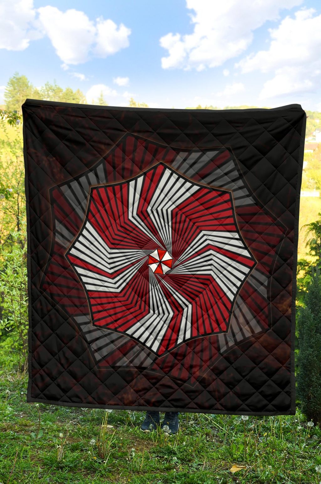 resident evil game premium quilt umbrella corp symbol spiral quilt blanketcepoq - Resident Evil Store