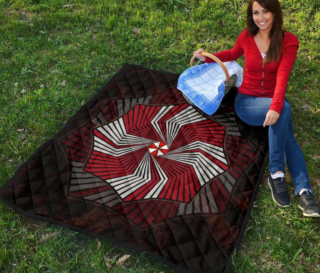 resident evil game premium quilt umbrella corp symbol spiral quilt blanketnmcod - Resident Evil Store