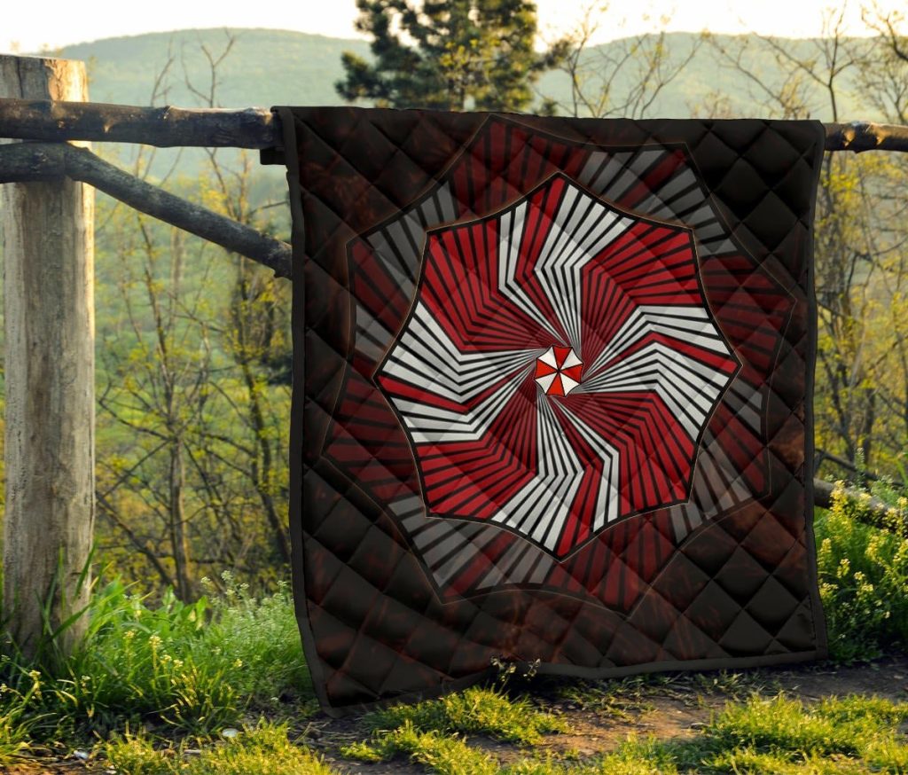 resident evil game premium quilt umbrella corp symbol spiral quilt blanketummwi - Resident Evil Store