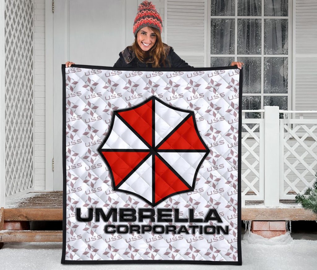 resident evil game premium quilt umbrella corp symbol uss white and red quilt blanket59uwi - Resident Evil Store