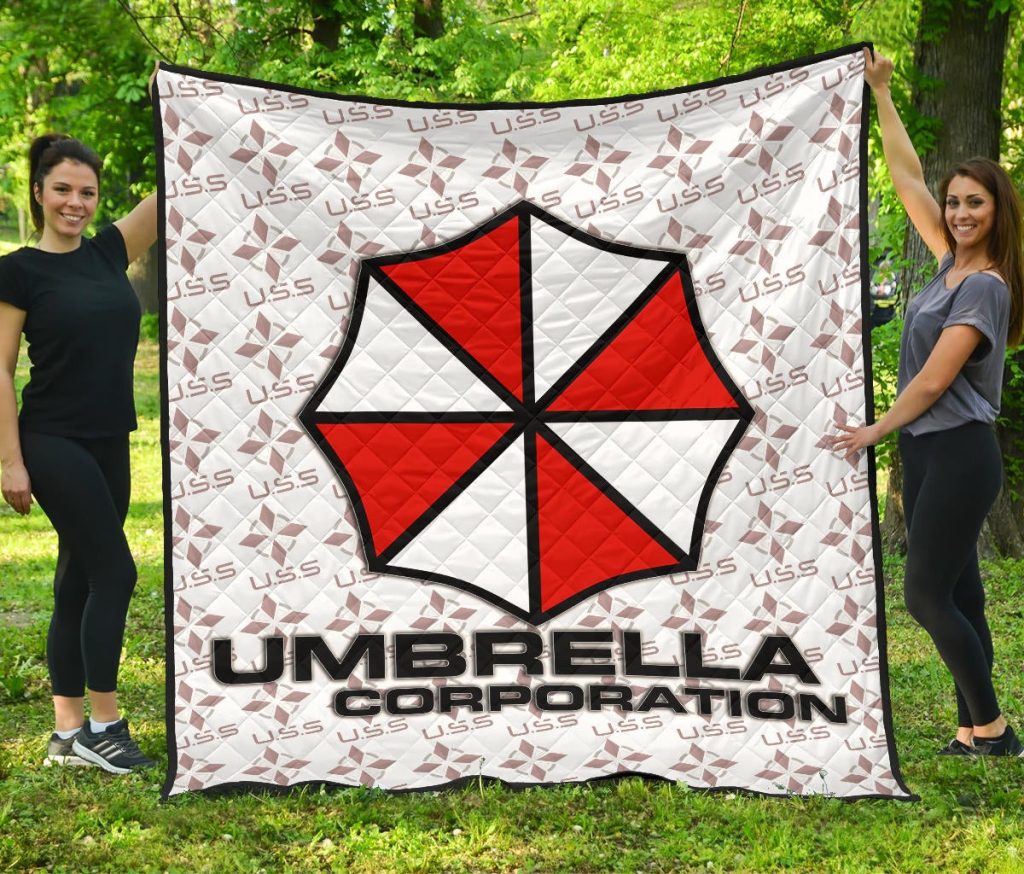 resident evil game premium quilt umbrella corp symbol uss white and red quilt blanketawo3i - Resident Evil Store