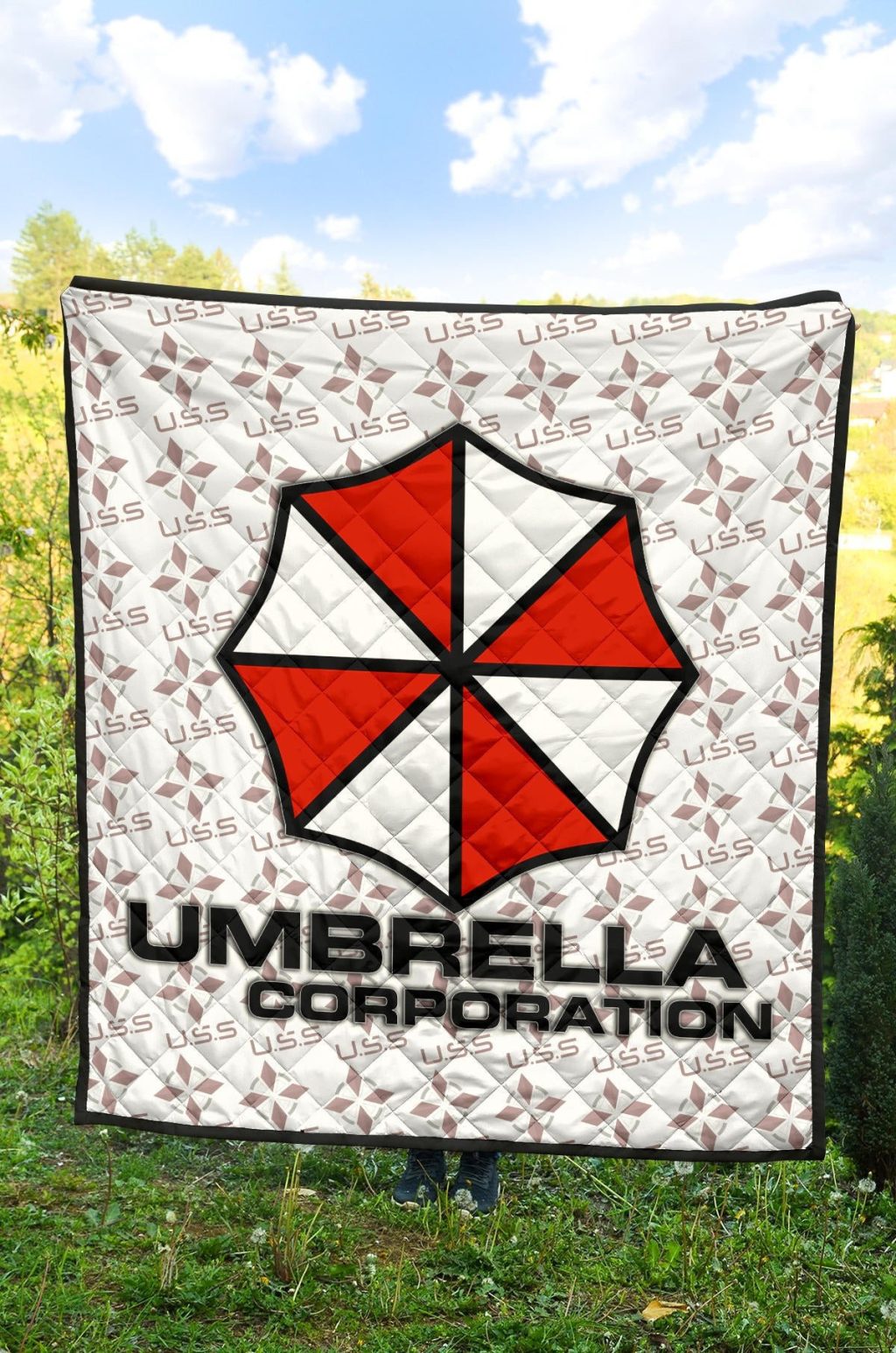 resident evil game premium quilt umbrella corp symbol uss white and red quilt blanketdqmtt - Resident Evil Store