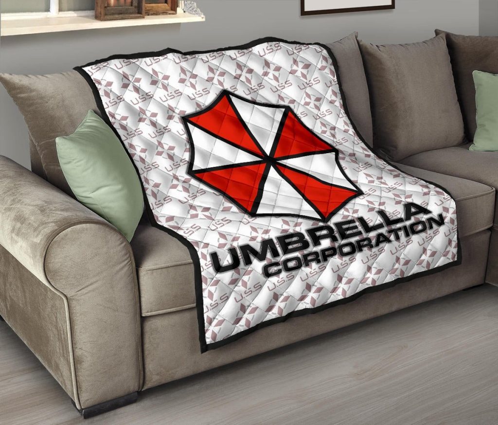 resident evil game premium quilt umbrella corp symbol uss white and red quilt - Resident Evil Store