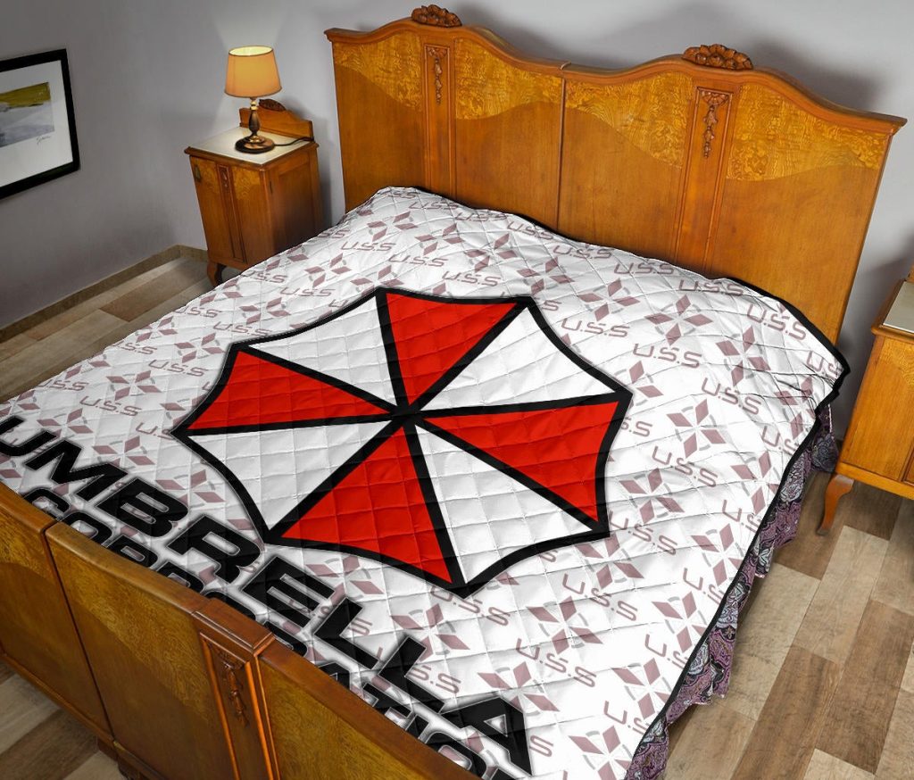 resident evil game premium quilt umbrella corp symbol uss white and red quilt blanketkb8is - Resident Evil Store