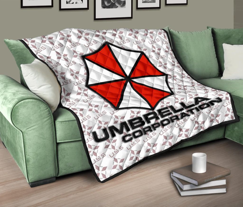 resident evil game premium quilt umbrella corp symbol uss white and red quilt blanketkniw8 - Resident Evil Store