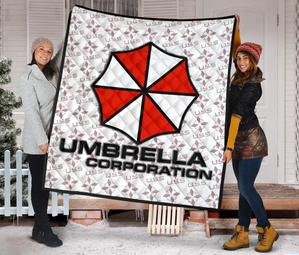 resident evil game premium quilt umbrella corp symbol uss white and red quilt blanketkzr8b - Resident Evil Store