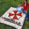 resident evil game premium quilt umbrella corp symbol uss white and red quilt blanketnl8fx - Resident Evil Store