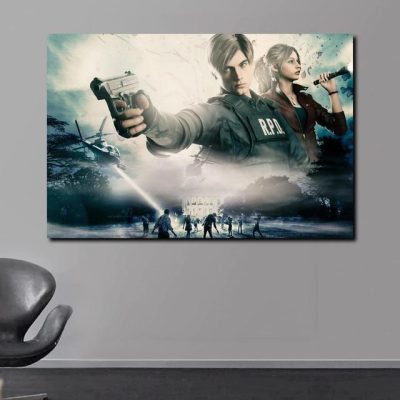 Resident Evil 2 Game Posters Hot Sale Classic Movie Canvas Painting HD Print Wall Art Pictures 19 - Resident Evil Store